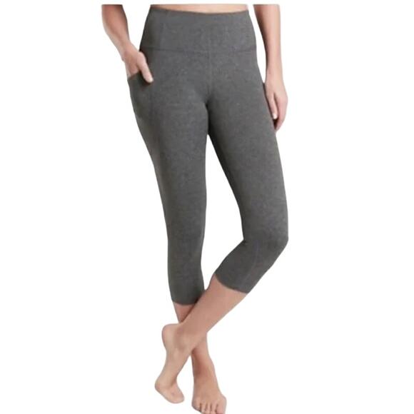 Athleta Salutation Stash Pocket II 7/8 Tight UPF 50+ Powervita Heather Gray M - Picture 1 of 6
